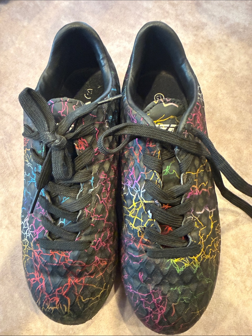 Vizari  Black Lace-Up soccer clears with Multicolor Accent Print